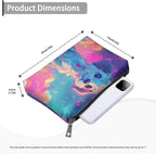 COEQINE Leather Cosmetic Bag for Women Travel Makeup Bag Waterproof Cosmetic Purses for Women Wedding Party Purse With Zipper Portable,Cute Dog Starry Sky Neon Pattern