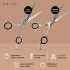 Ontaki Hair Shears & Thinning Scissors Kit - 7-Inch, Silver Japanese Steel - Precision Hair Cutting Scissors for Professionals & Home Stylists with Styling Comb & Pouch
