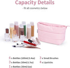 Narwey Small Makeup Bag for Travel Women Girl, Puffer Cosmetic Bag Makeup Pouch for Purse with Zipper, Cute Puffy Make Up Organizer Bags, Travel Toiletry Bag Toiletries (Dusty Rose)