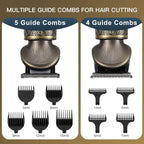 Beard Trimmer Kit Professional Hair Clipper Zero Gapped T-Blade Electric Shaver Razor Nose Body Trimmer for Men Cordless Grooming Kit 7 in 1