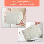 Cosmetic Bag Travel Makeup Bag Large Capacity Small Travel Zipper Pouch Makeup Organizer Bag for Women (White-2 Pack)