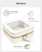 2 Pcs Clear Makup Bag Set, Small Travel Cosmetic Case Waterproof Clear Cosmetic Bags with Zipper Cute Make Up Bag Pouch Mini Car Essentials for Women Travel Car Organizer (White Set)