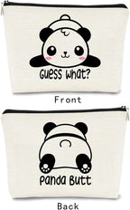 Cute Baby Panda Guess What It's Pug Butt Makeup Bag,Funny Cartoon Cute Panda Cosmetic Bag Best Gift Idea for Panda Loves,Birthday Christmas for Girls Women, Makeup Case for Teen Girls Daughter
