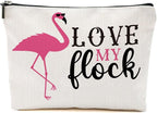 Flamingo Makeup Bag - Animal Lover Gifts for Women, Teacher, Coworker - Summer Cosmetic Toiletry Bag for Graduation, Birthday