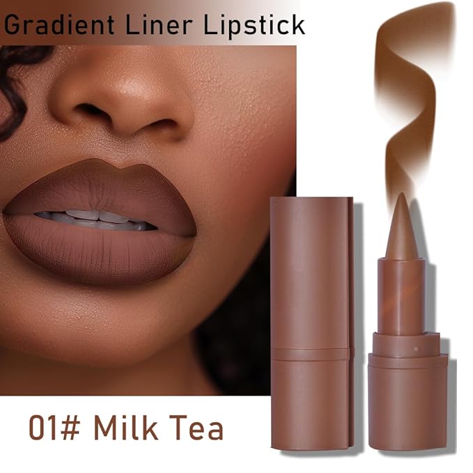 2-in-1 Gradient Lip Liner and Lipstick Lip Combo Set - Achieve Flawless Contour and Gradual Ombre Effect with Easy-to-Use Crayon Form and Cone Tip (01&04&06, 1 Count (Pack of 3))
