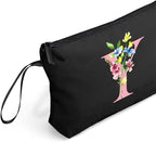 SEAMOON Women Birthday Unique Initial Funny Gifts for Teenage Girl Sister Friends Bridesmaid Personalized Travel Make up Cosmetic Bag with Mirror Valentines Mothers Day Christmas Graduation Y