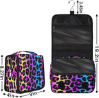 Travel Toiletry Bag for Women & Men Leopard Colorful Skin Hanging Cosmetic Organizer Portable Waterproof Makeup Case Make Up Bag with Compartments Travel Essentials for Bathroom Shower
