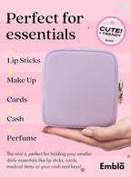Embla Makeup Bag Travel Cosmetics Pouch and Toiletry Bag, Nylon Zipper Pouch Purse, Cute Make Up Organizer Storage Tote for Women Girls, Waterproof Travel Skincare Case, Small Makeup Bags, Lilac