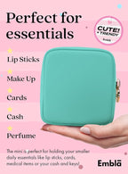 Embla Makeup Bag Travel Cosmetics Pouch and Toiletry Bag, Nylon Zipper Pouch Purse, Cute Make Up Organizer Storage Tote for Women Girls, Travel Skincare Case, Small Makeup Bags, Cotton Candy