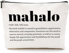 Christmas Thank You Gifts Mahalo Definition Inspirational Makeup Bag Hawaii Cosmetic Bag Hawaiian Gifts Hawaiian souvenirs for Women Female Grandma Mom Sister Friend Wife Travel Toiletry Bag Birthday