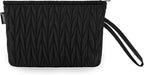 Gloppie Small Makeup Bag for Purse Portable Cosmetic Bag Puffy Padded Makeup Pouch Wristlet Pouch for Women Black