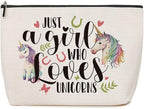 Unicorn Gifts Unicorn Birthday Decorations Makeup Bag for Girls Just A Girl Who Loves Unicorns Birthday Christmas Gift for Daughter Sister Besties