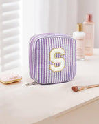 LETGO Preppy Stuff Tween Girls Gifts 2 Pieces Monogram Makeup Pouch Makeup Organizer Bag Beauty Bag Personalized Friend Sister Wife Wedding Bride Birthday Gifts for Women Her Preppy