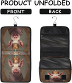 Travel Toiletry Bag for Women & Men Funny Animal Pig Hanging Cosmetic Organizer Portable Waterproof Makeup Case Make Up Bag with Compartments Travel Essentials for Bathroom Shower
