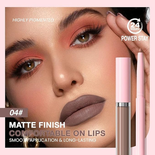 AMY'S DIARY 2pcs Taupe Lip Liner & Lipstick Makeup Set, Liquid Lipstick 24H and Lip Liner Set Matt Liquid Lips Make Up Waterproof Long Lasting (04#, 2 Pcs Set)