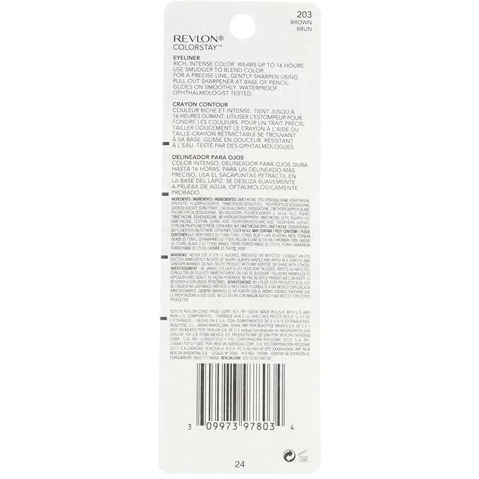 Revlon ColorStay Eyeliner Pencil, Brown [203], 0.01 oz (Pack of 5)