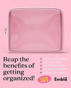 Clear Makeup Bag Zipper Pouch, Transparent Cosmetic Case Organizer, TSA Approved Travel Toiletry Case, Travel Accessories Essentials Makeup Tote for Women, Large Cute Make up Bag for Purse - Flamingo