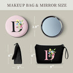 SEAMOON Women Birthday Unique Initial Funny Gifts for Teenage Girl Sister Friends Bridesmaid Personalized Travel Make up Cosmetic Bag with Mirror Valentines Mothers Day Christmas Graduation D