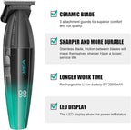 VGR 906 Fresh Fade Professional Hair Trimmer, 9000rpm Zero Gapped Beard Trimmer for Men, DLC T-Blade Cordless Hair Clipper for Barbers and USB Rechargeable, Green