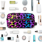 Rainbow Cheetah Leopard Print Travel Toiletry Bag for Women Men Lightweight Cosmetic Makeup Bag Organizer Waterproof Shaving Bag Dopp Kit with Large Capacity for Toiletries and Shaving Accessories