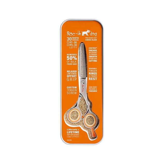 Cricket Centrix Roc-It Dog RT 30 Hair Cutting Scissors - Thinning Professional Hair Scissors for Thinning, Texturizing, Removing Bulk, Barber Supplies Shears