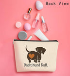 Dachshund Makeup Bag,Dachshund Gift Funny Guess What It's Dachshund Cartoon Cute Wiener Dog Sausage Dog Cosmetic Bag Best Gift Idea for Dog Loves Women Dog Mom Teen Girls Daughter