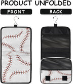 Travel Toiletry Bag for Women & Men Sport Baseball Red Hanging Cosmetic Organizer Portable Waterproof Makeup Case Make Up Bag with Compartments Travel Essentials for Bathroom Shower