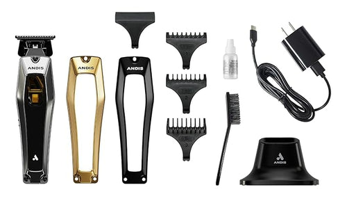 Andis 562703 Recon Professional Beard & Hair Cordless Trimmer, DLC T-Blade, USB-C Charging with Premium Charge Stand, Black