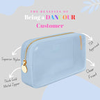 Small Clear Makeup Bag – Mini Pouch for Purse, Cosmetic Travel Case, Clear Cosmetic Bag, Light Blue Mini Makeup Bag, Compact Pouch for Purse