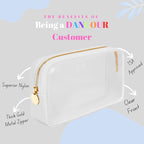 DANCOUR Small Clear Makeup Bag – Mini Pouch for Purse, White Cosmetic Travel Case, Compact Clear Cosmetic Bag, Mini Purse Pouch for Travel