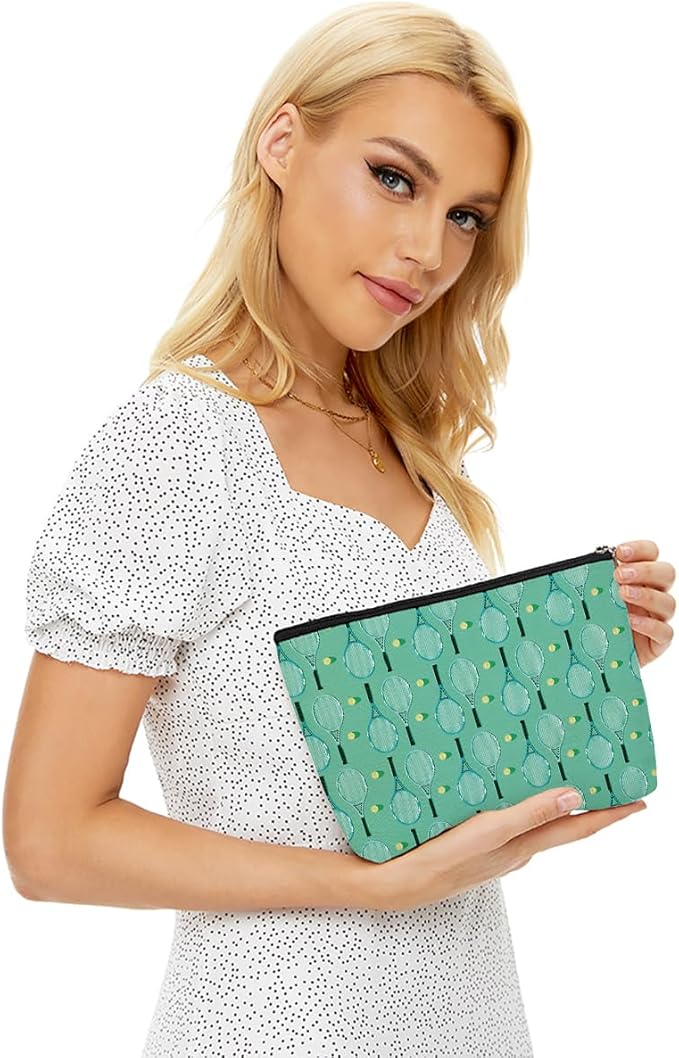 4 PCs Inspirational Makeup Bag, Tennis Accessories Cosmetic Toiletry Bag, Player Graduation Birthday Gifts for Women Girls Tennis Lovers Sister Bridesmaid