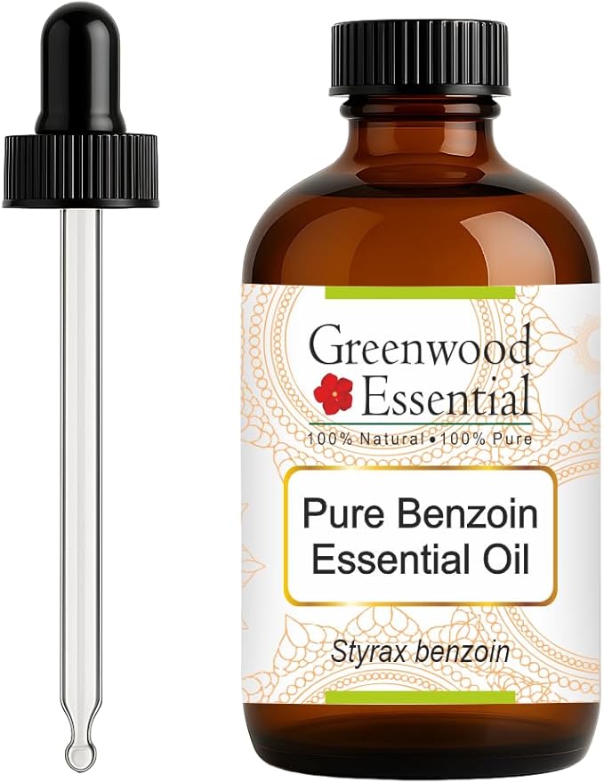 Greenwood Essential Pure Benzoin Essential Oil (Styrax Benzoin) with Glass Dropper Steam Distilled 120ml (4 oz)