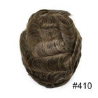 FACE MIRACLE Mens Toupee Lace Front Hairpieces Soft Human Hair Replacement System Natural Hairline Toupee for Men French Lace Poly V-Looped 8"X10" #410 4# MEDIUM BROWN WITH 10% SYNTHETIC GREY