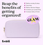 Embla Makeup Bag Travel Cosmetics Pouch and Toiletry Bag, Nylon Zipper Pouch Purse, Cute Make Up Organizer Storage Tote for Women Girls, Waterproof Travel Skincare Case, Small Makeup Bags, Lilac