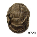 FACE MIRACLE Hair System for Men French Lace Mens Toupee Human Hair Replacement System Lace with PU Toupee for Men Male Hair Piece Wigs 8"X10" #720 7# VERY LIGHT BROWN WITH 20% SYNTHETIC GREY