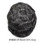 Toupee for Men French Lace Human Hair Replacement Systems Lace Center with Poly Around Hair Piece Mens Toupee Hair Units for Man V-Looped Front Male Hair Units 6"X8" #1B30
