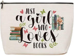 Lovdazzles Book Lovers Gifts Just A Girl Who Loves Books Makeup Bag Gifts for Readers Book Lovers Women Birthday Gift for Her Sister Best Friend Daughter Book Gifts Inspirational Gifts