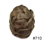FACE MIRACLE Hair System for Men French Lace Mens Toupee Human Hair Replacement System Lace with PU Toupee for Men Male Hair Piece Wigs 8"X10" #710 7# VERY LIGHT BROWN WITH 10% SYNTHETIC GREY