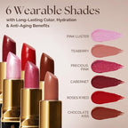 𝗘𝘀𝘀𝗲𝗻𝗰𝗲 𝗼𝗳 𝗔𝗿𝗴𝗮𝗻 Deep Moisturizing Red Lipstick, Long Lasting Lipstick & Lip Care in 1 with Pure Organic Argan Oil, Shea Butter, Jojoba Oil & Aloe Vera Hydrating, Roses R Red