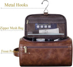Personalized Embroidery PU Leather Travel Toiletry Bag for Men,Stylish Travel Organizer for Travel, Wedding Gift,Customized Monogram Travel Shaving Dopp Kit for Groomsmen (Brown)