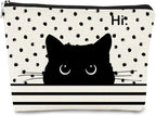 Cat Makeup Bag - Black Cat Purse, Small Cute Makeup Bag Cosmetic Bag For Women & Teen Girls, Cat Lady Gifts For Women (Polka Dot)