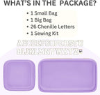 2PCS Personalized Makeup Bag Set, 2PCS Toiletry Bag & 26 Chenille Letters, Clear Makeup Pouch, Preppy Stuff Gifts for Teen Girls (Purple)