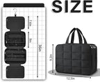 Inmorven Travel Hanging Toiletry Bag for Women, Makeup Cosmetic Bag with Jewelry Organizer, Waterproof DoppKit Set for Girls Large Capacity, Carry-on Travel Accessories Essentials - Black