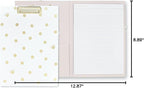 Kate Spade New York A4 Clipboard Folio with Low Profile Clip, Professional Padfolio Includes Lined Notepad, Pen Loop, and Pocket, Gold Dot with Script