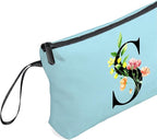 Women Birthday Unique Bride to be Bridal Shower Initial Gifts for Mom Sister Friend Her Teacher Aunt Makeup Cosmetic Bag with Mirror Mothers Day Christmas Graduation S