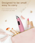 Facial Pore Blackhead Remover Vacuum - Fore Cleaner and Blackhead Extractor with 3 Adjustable Suction Levels - 5 Probes - Pore Vacuum Kit for Women&Men (Matte Pink)