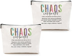 2pcs Chaos Coordinator Makeup Bag Chaos Coordinator Gifts for Women Cosmetic Bag, Thank You Gifts for Women Her Moms Manager Colleagues Retirement Boss Gift, Makeup Pouch Zipper Bags