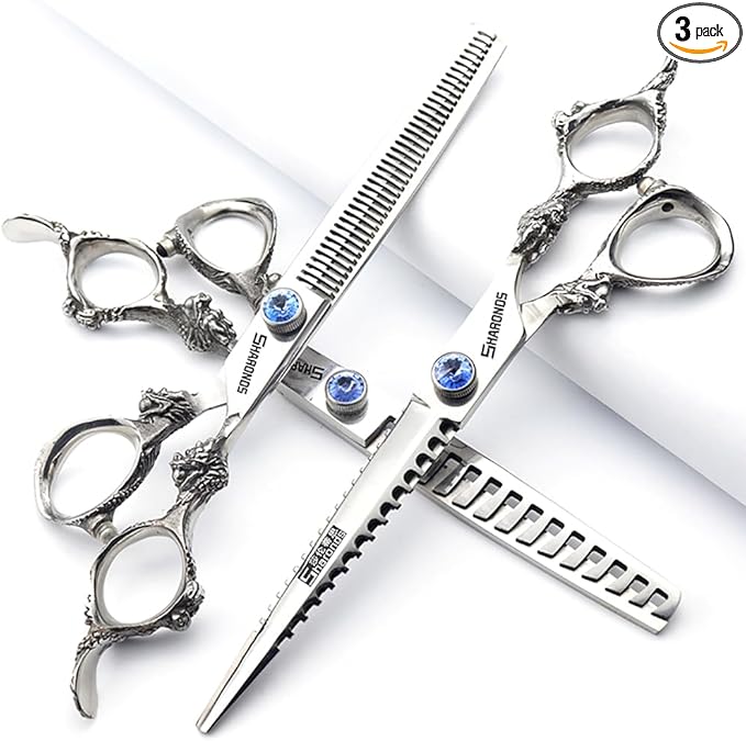 6/7/8/9-inch professional hair clipper set, stainless steel sharp hair clippers, hairdresser specific scissor(7 inches, 3 pieces)