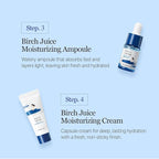 ROUND LAB Birch Juice Moisturizing Mini Kit, 4-Step Travel Size Skincare Set (Cleanser, Toner, Serum, Cream) | Korean Moisturizer, Hydrating Routine | for Acne-Prone, Sensitive Skin | Beauty Gift Set