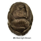 FACE MIRACLE Lace Front Mens Toupee Human Hair System Swiss Lace Center Toupee for Men Thin Skin PU Around Hair Replacement System V-Looped Mens Hair Wig Units 6"X8" 5#MEDIUM LIGHT BROWN